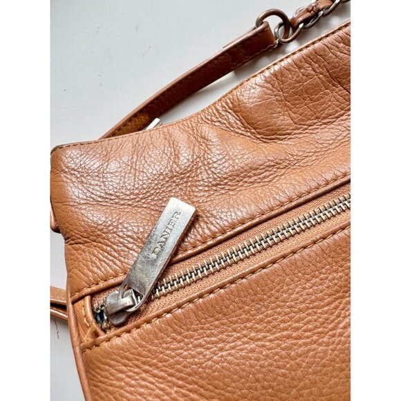 DANIER Brown Leather North South Zipper Crossbody Purse - Picture 3 of 15